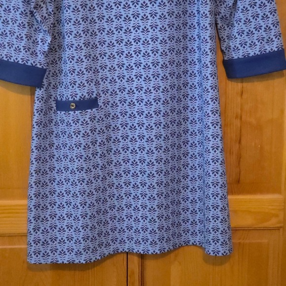 Cabana Life XL Blue Floral Print 3/4 Sleeve Dress with Pocket New - Picture 6 of 8